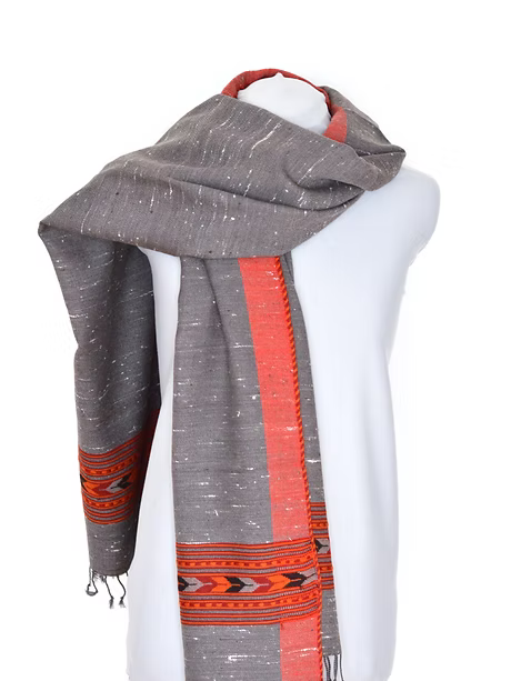 Cashmere Woven Shawl - Red and Grey