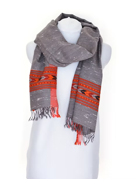 Cashmere Woven Shawl - Red and Grey