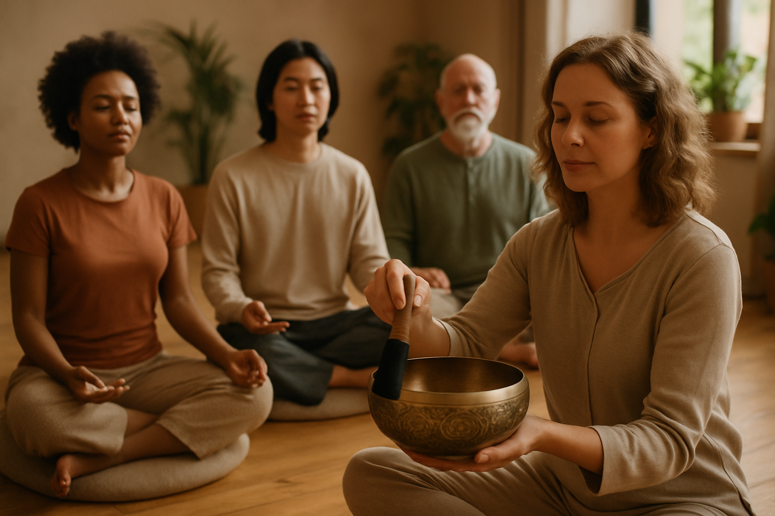 people using singing bowl